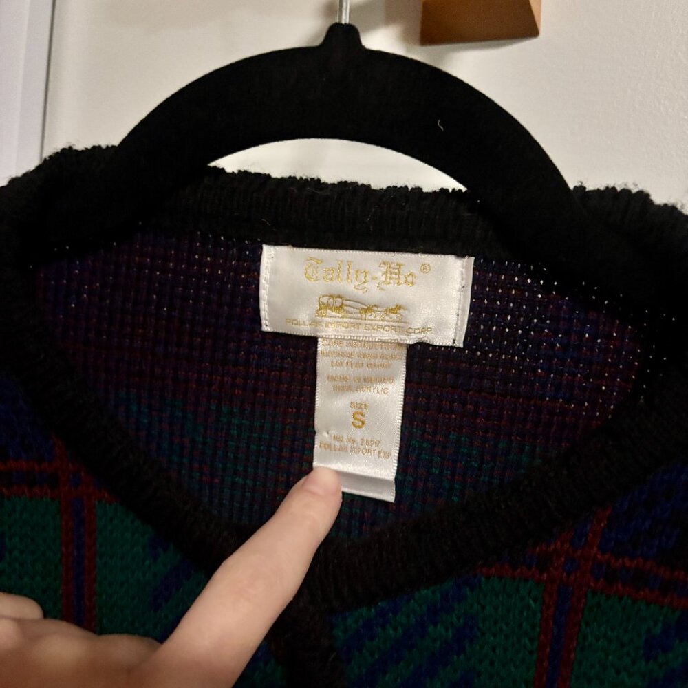 Tally Ho • vintage plaid cardigan 80s - Picture 4 of 8
